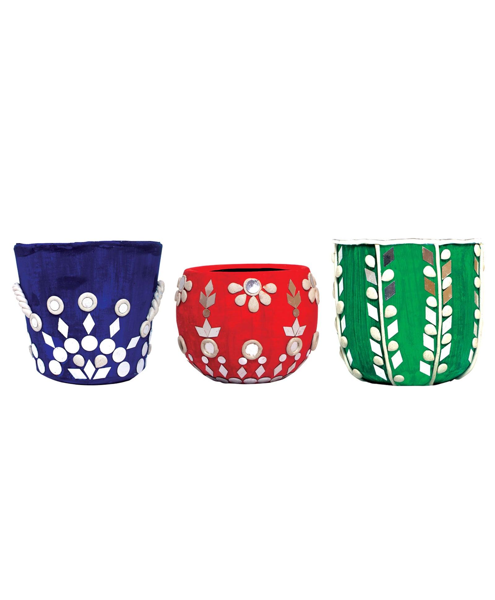 Funskool Handycrafts Mirror and Lippan Art - Pot Decorating kit for Ages 6+
