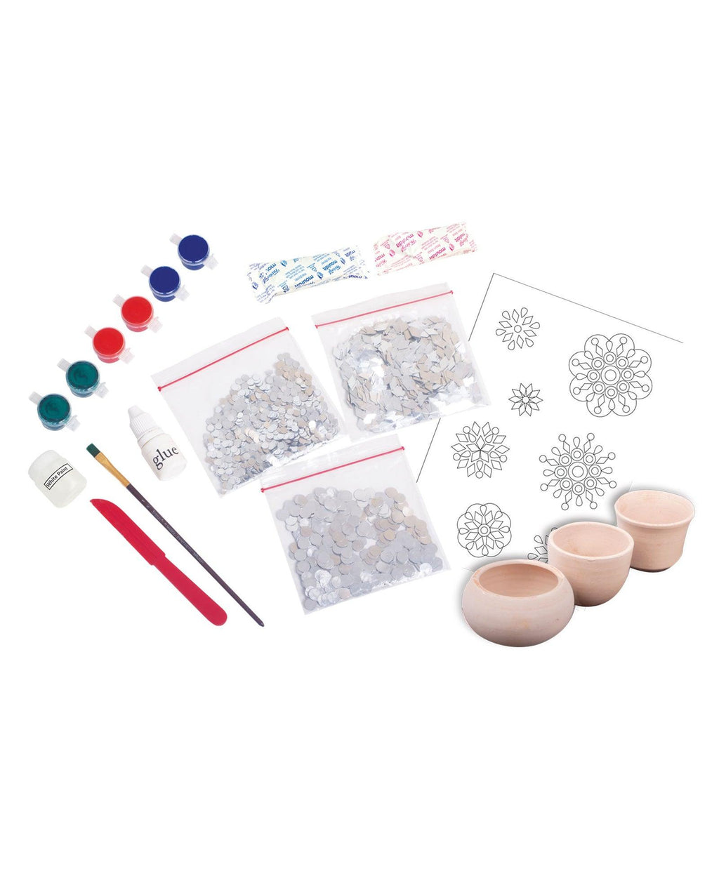 Funskool Handycrafts Mirror and Lippan Art - Pot Decorating kit for Ages 6+